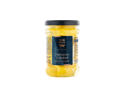 Sūriu įdaryti patisonai YELLOBELL WELL DONE PREMIUM, rapsų aliejuje, 250 g