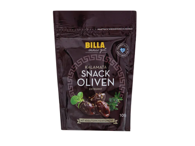 Juodosios alyvuogės be kauliukų Kalamata BILLA, 100 g