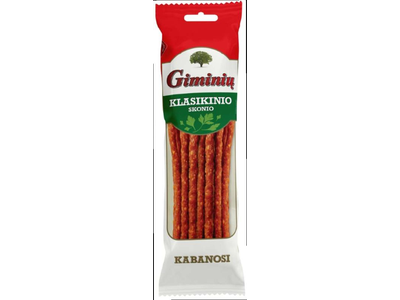 Karštai rūkytos GIMINIŲ kabanosi lazdelės, original,100 g, I rūšis