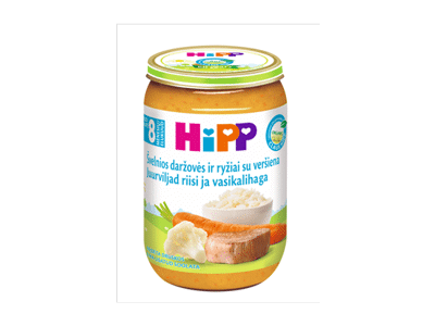 Ekologiška daržovių tyrelė HIPP su veršiena, nuo 8 mėn., 220 g