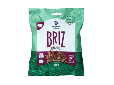 Vytintos kiaulienos juostelės  KLAIPĖDOS MAISTAS, teriyaki ir mėlynių skonio, a.r., 50 g