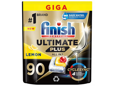 Indaplovių kapsulės FINISH Powerball Ultimate Plus Lemon, 90 vnt