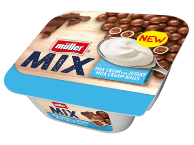 Jogurtas MÜLLER MIX šokoladinio skonio su kreminiais rutuliukais 130g  5,7%