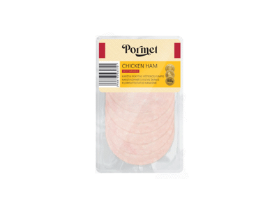 Karštai rūkyta vištienos dešra PORMET (griežinėliai), I r., 100 g