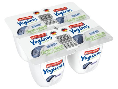 Jogurtas YOGINOS, su mėlynėmis, 0,1%, 4x100 g