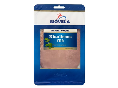 Karštai rūkyta kiaulienos filė su kmynais pirma rūšis BIOVELA, 90 g