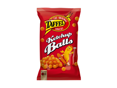 Kukurūzų traškučiai TAFFEL KETCHUP BALLS, kečupo skonio, 165 g