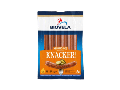 Karštai rūkytos kepamosios dešrelės BIOVELA KNACKER, a. r., 270 g