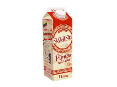 Natūralus ROKIŠKIO NAMINIS pienas, 3,5 % rieb., 1 l