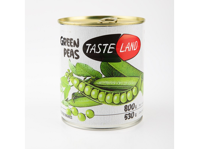 Konservuoti žirneliai TASTE LAND, 800 g/ 530 g