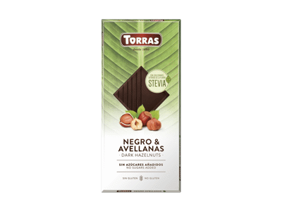 Juodasis šokoladas TORRAS su riešutais ir saldikliais, 130 g