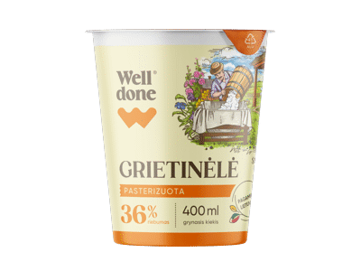 Grietinėlė WELL DONE, 36 % rieb., 400 g