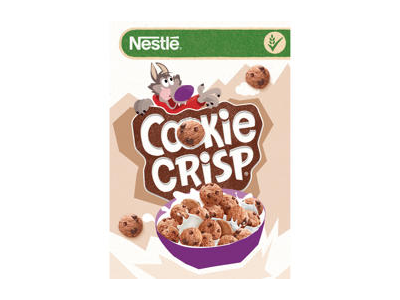 Sausainių formos dribsniai NESTLE COOKIE CRISP, šokolado sk., 375 g