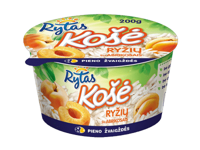 Ryžių košė RYTAS su abrikosais, 6 % rieb., 200 g
