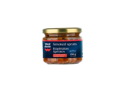 Rūkyti šprotai pomidorų padaže WELL DONE, 250 g
