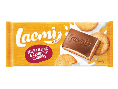 Pieninis šokoladas LACMI su pieniniu įdaru ir sausainiais, 100 g