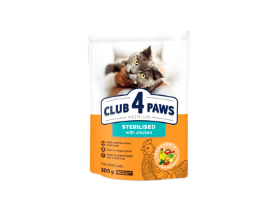 Club 4 Paws Premium visavertis pašaras suaugusioms sterilizuotoms katėms, 300 g
