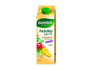 Pasukų jogurtas GAMTOS su mangais ir vitam. D, 1,2% r., be laktozės, 900 g