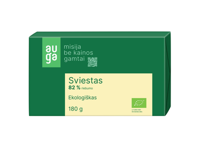 Ekologiškas sviestas AUGA, 82 % rieb., 180 g