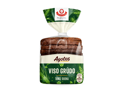 Duona AGOTOS, viso grūdo, tamsi duona, su raugu, 300g