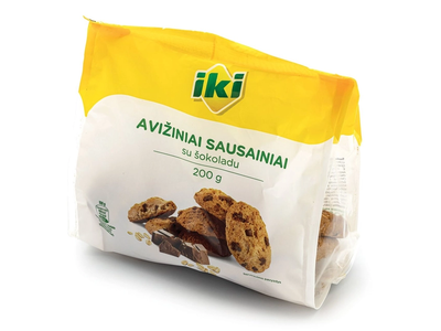 IKI avižiniai sausainiai su šokoladu, 200 g