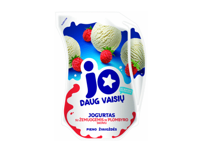 Jogurtas JO su žemuogėmis ir plombyro sk., 2,4% rieb., 900 g