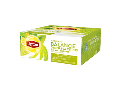 Žalioji arbata LIPTON, su citrusinių vaisių gabalėliais, 100 vnt. x 1,3 g.