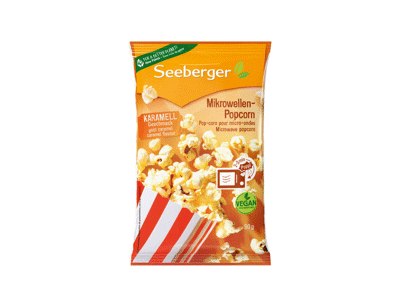 Spraginamieji kukurūzai SEEBERGER, karamelės skonio, 90 g
