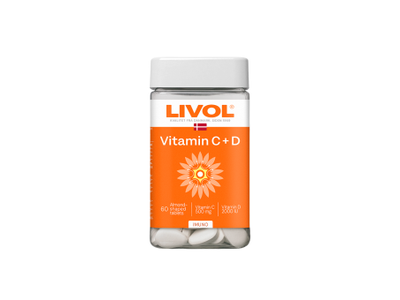 LIVOL Vitaminai C+D, 60 dengtų tablečių