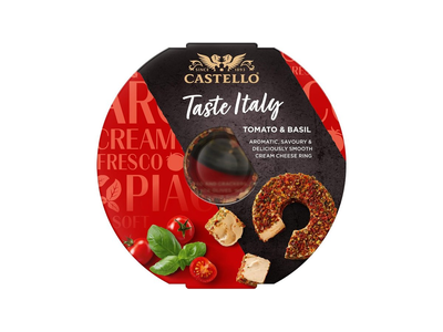 Kreminis sūris CASTELLO su pomid., bazilikais, 27% rieb.s.m., 125 g