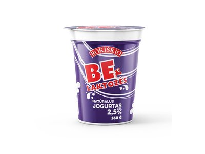 Jogurtas ROKIŠKIO BE LAKTOZĖS, 2,5 %, 360 g