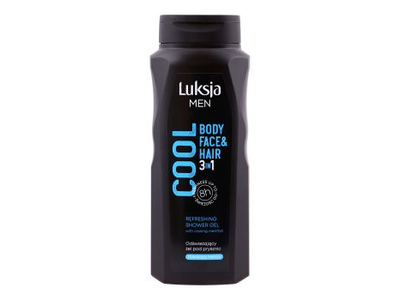 LUKSJA MEN COOL kūno, veido ir plaukų dušo želė, 500 ml