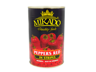 Raudonosios paprikos MIKADO, saldžiarūgštės, šiaudeliais, 4,1 kg / 2,3 kg