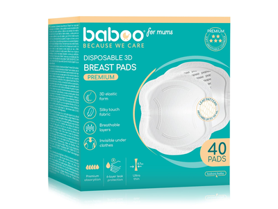 Liemenėlės įklotai BABOO PREMIUM, 40 vnt.