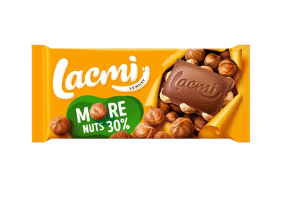 Pieninis šokoladas LACMI su neskaldytais lazdynų riešutais, 90 g