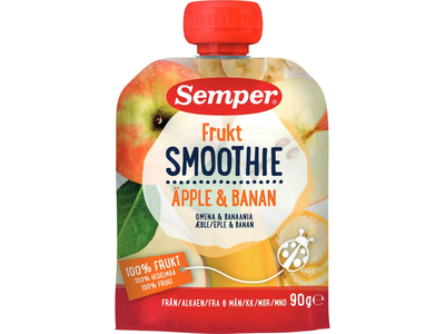 Geriamoji bananų ir obuolių tyrė SEMPER, 6 mėn., 90 ml