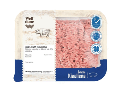 Lietuviška smulk. kiauliena, rieb. ne did. kaip 20 %, 400 g
