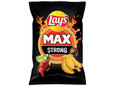 Čili pipirų ir žaliųjų citrinų skonio bulvių traškučiai LAY'S MAX STRONG, 190 g