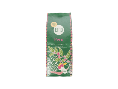Skrudintos kavos pupelės ETNO PERU, 1 kg