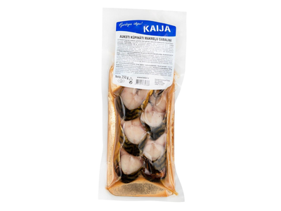 Šaltai rūkyta skumbrė KAIJA, be galvos, pjaustyta, vakume, 250 g
