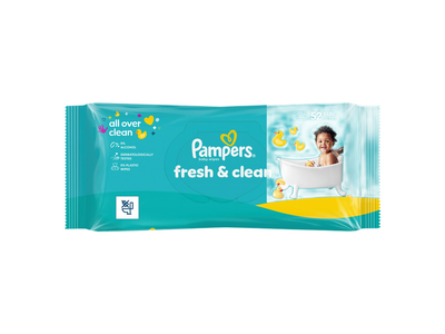 Kūdikių servet. PAMPERS FRESH CLEAN, 52 vnt.
