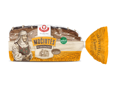 MOČIUTĖS juoda duona su saulėgrąžomis, 450 g