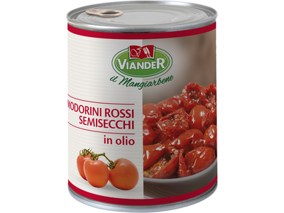 Pusiau džiovinti vyšniniai pomidorai VIANDER, saulėgražų aliejuje, 750 g/427,5 g