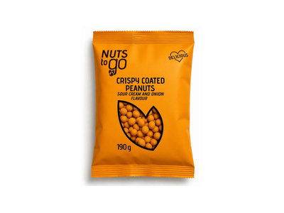 Žemės riešutai NUTS TO GO, trašk. apvalk. svogūnų sk., 190 g
