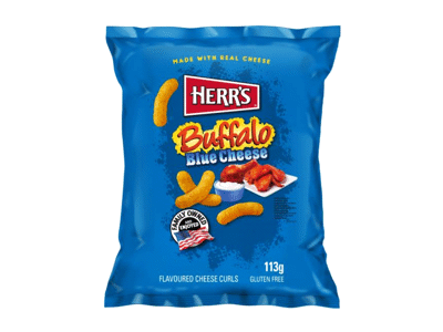 Kukurūzų traškučiai HERR'S, pelėsinio sūrio skonio, 113 g