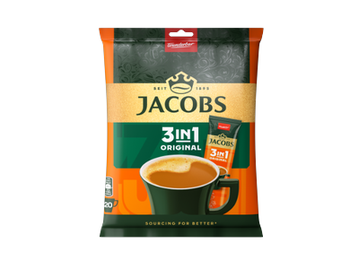 Tirpiosios kavos gėrimas JACOBS Original 3 in 1, maišelis, 20 x 12,6 g
