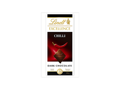 Juodasis šokoladas LINDT EXCELLENCE su aitr. paprikomis, 100 g