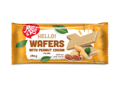 Vafliai MIO&RIO su žemės riešutų skonio kremo įdaru, 180 g, 180 g