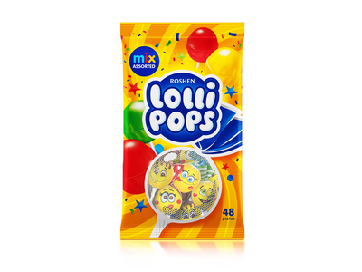 Karameliniai saldainiai ROSHEN Lolipops, kokteilių skonio, 0,92 kg