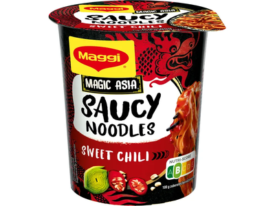 Greitai paruošiami makaronai su padažu saldžiarūgščio čili skonio MAGGI, 75g